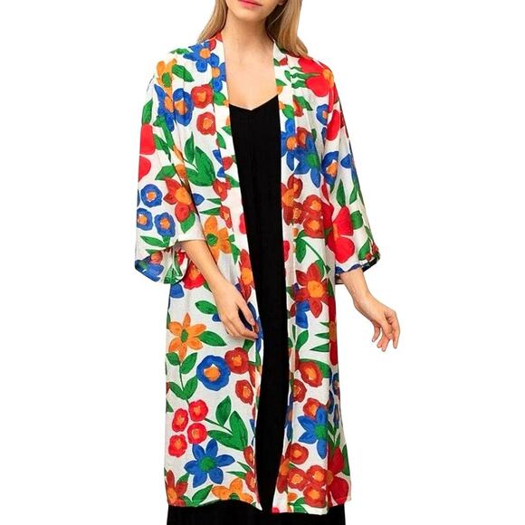 Do Everything In Love Open Front Floral Kimono - OS - Picture 1 of 4